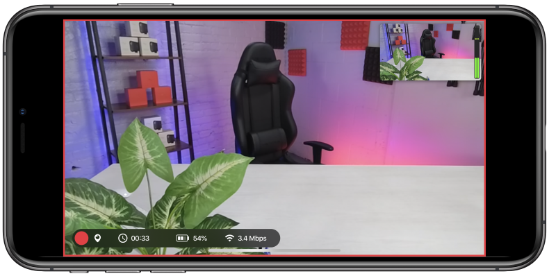 Live timer in the Mevo app interface