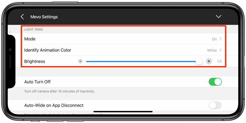Mevo Plus Light Ring section