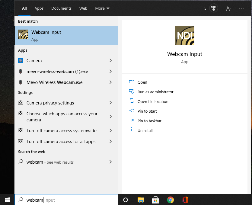 NDI Webcam Input - Windows