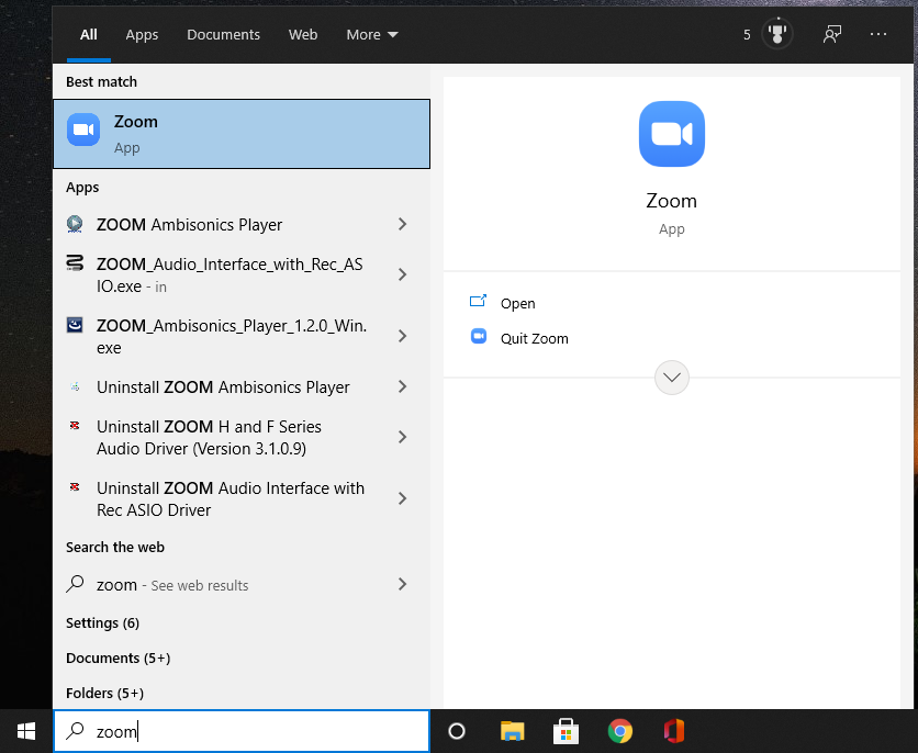 Zoom Settings - Windows