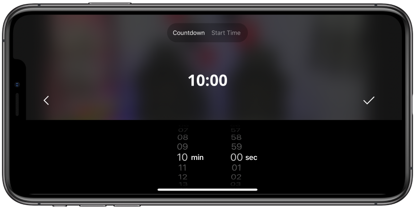 Countdown or Start Time selection.