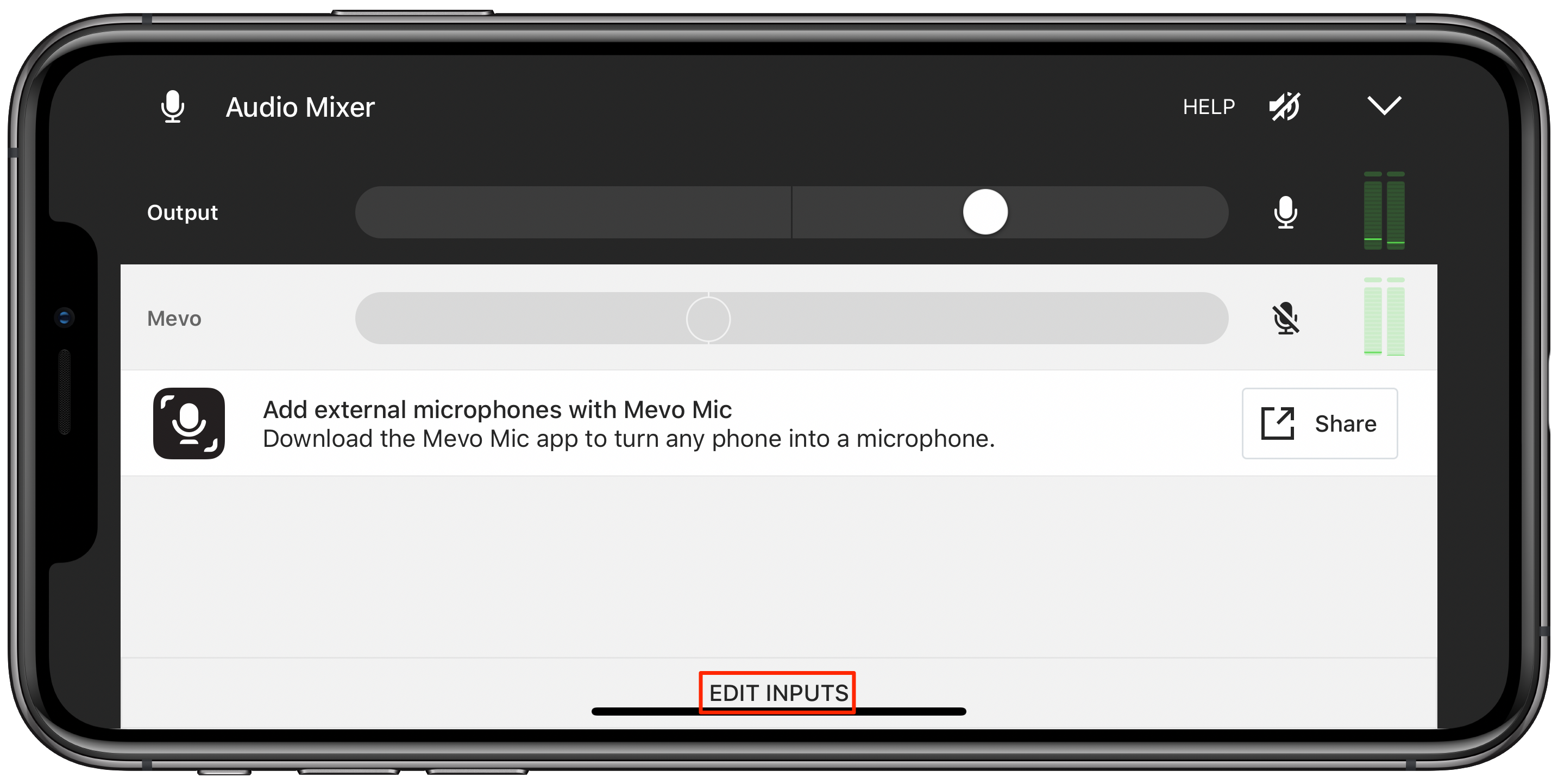 Edit Inputs button