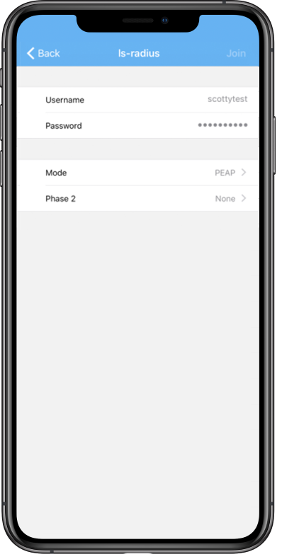 Username and password fields