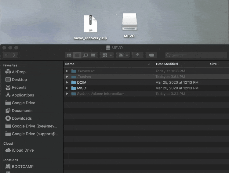 macOS extracting ZIP and ejecting card