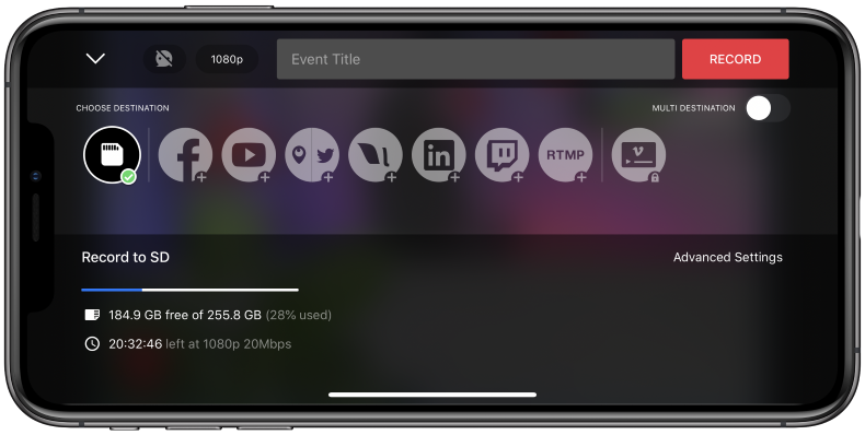 Screenshot showing how to start recording
