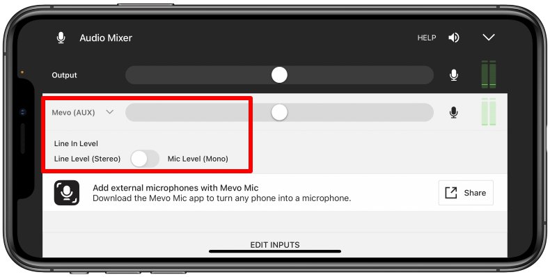 AUX input UI example