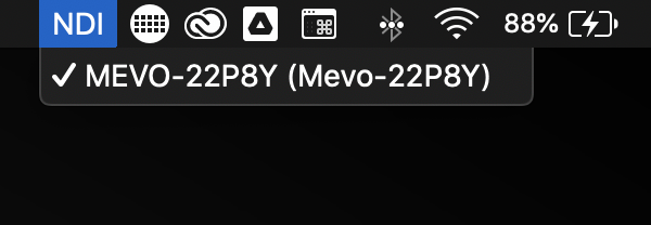 NDI Menu - Select Camera