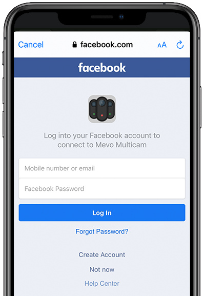 Mevo App: Log into a Different Facebook Account (iOS/Android